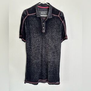 Men’s Buckle Black Burnout Polo Large L
